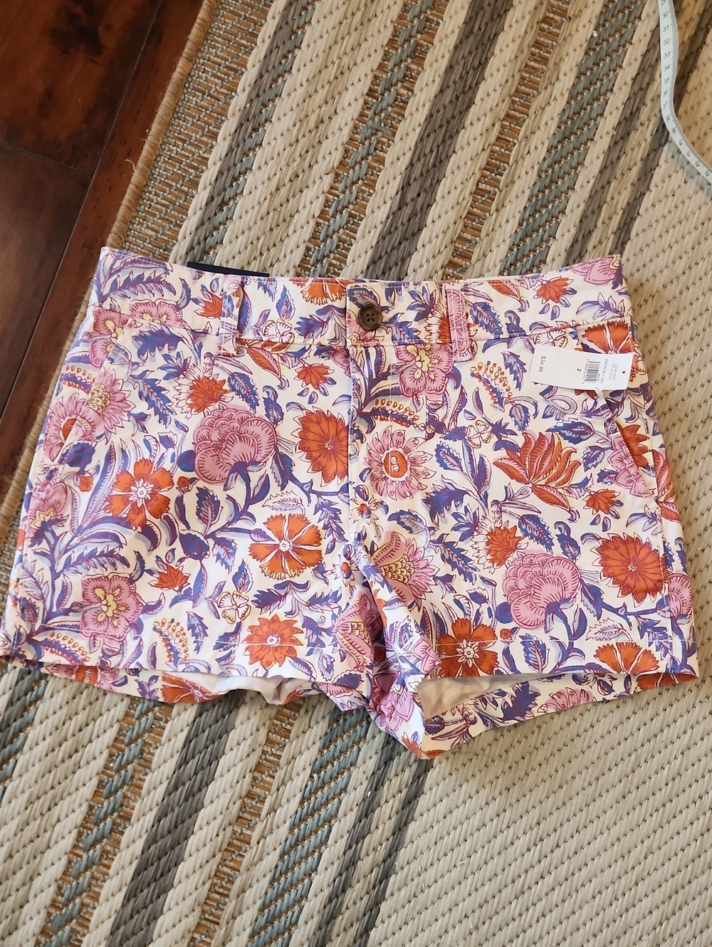 GAP Floral Print Jean Shorts - Pink, Orange & Purple